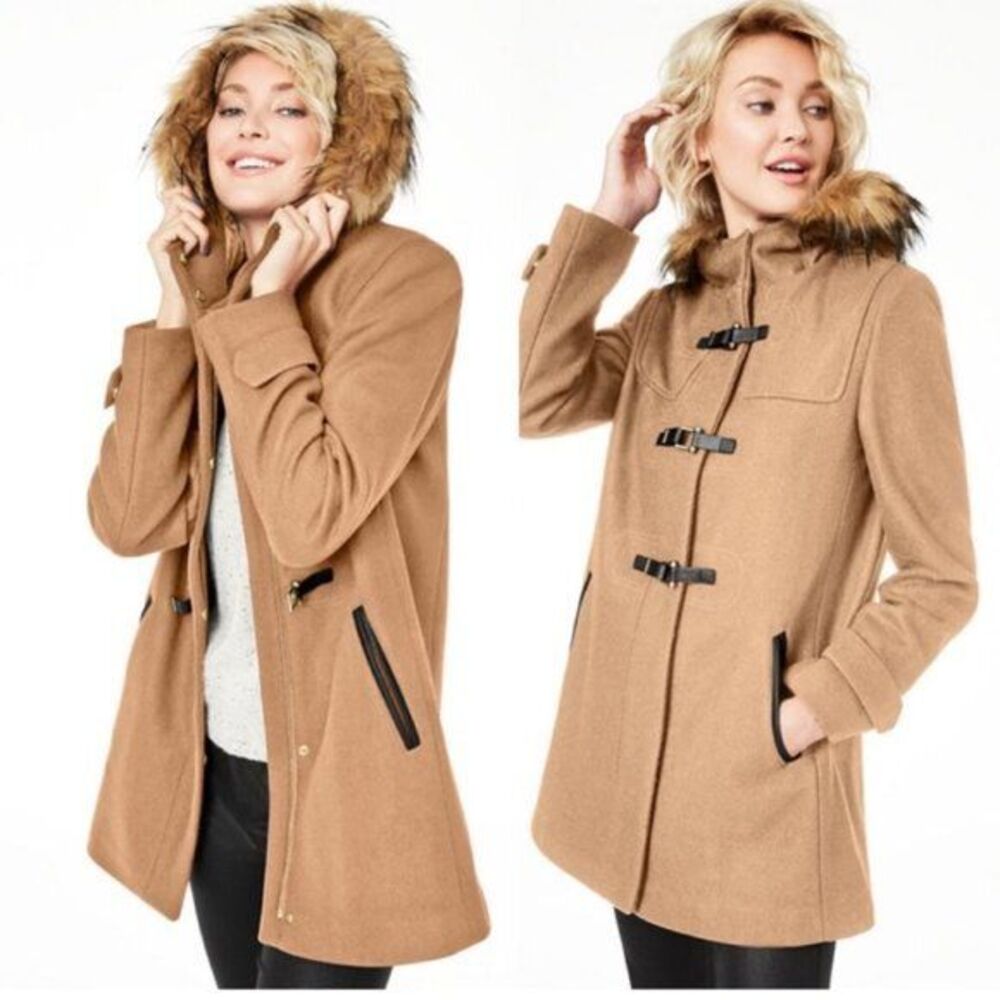 Cole Haan Wool Toggle Duffle Coat Size 12 Signature Hooded Jacket